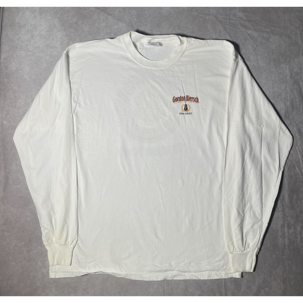 Vintage Gordon Biersch Shirt Mens Medium Brewery White Long Sleeve Casual